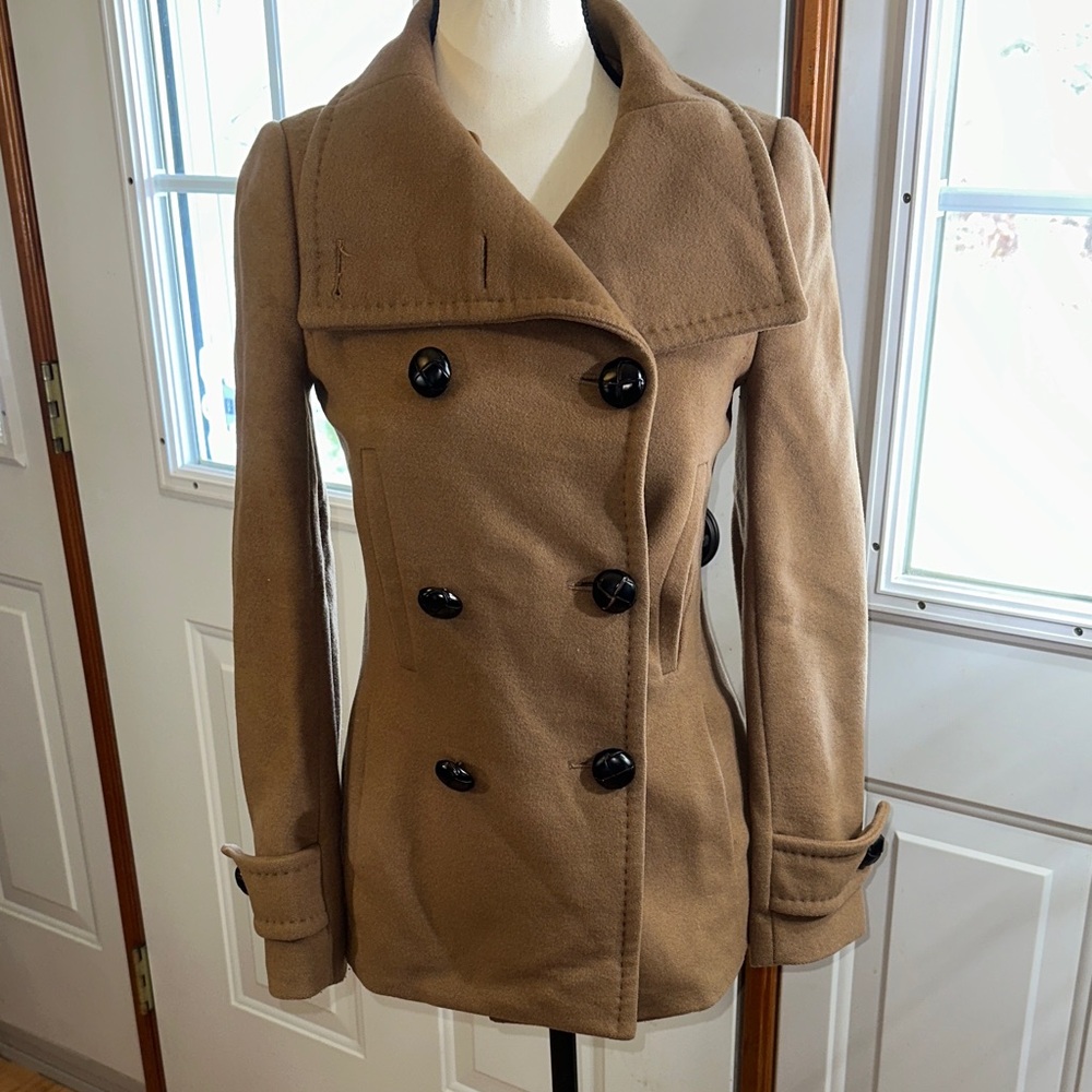 Babaton Classic Wool and Cashmere Camel Peacoat